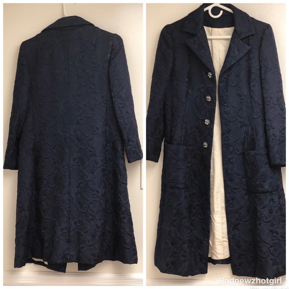 Vintage navy blue long length coat - Picture 8 of 16